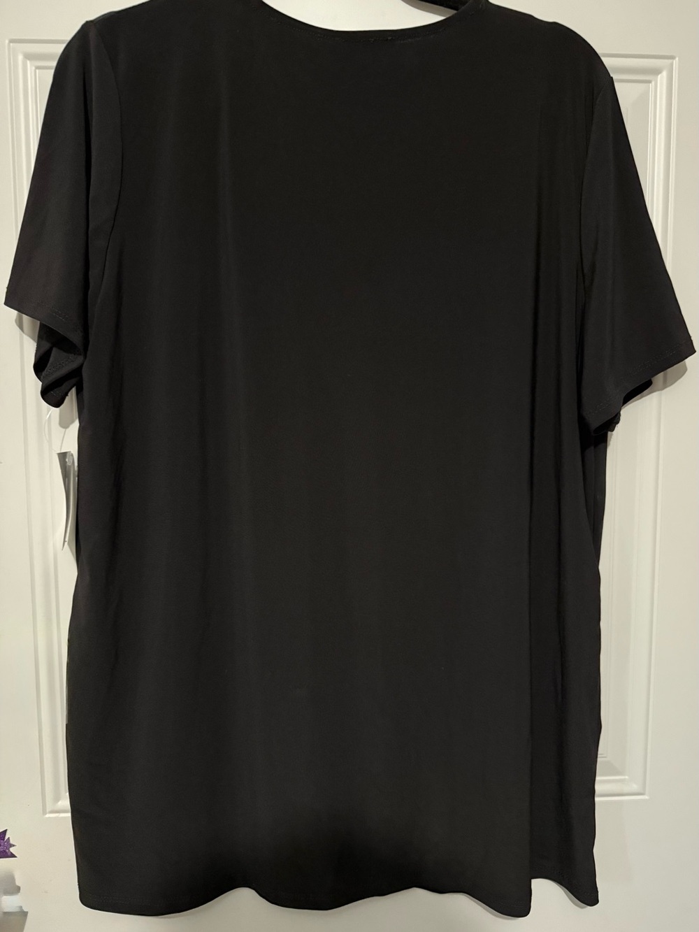Women's Black Short-Sleeve Vneck Blouse
